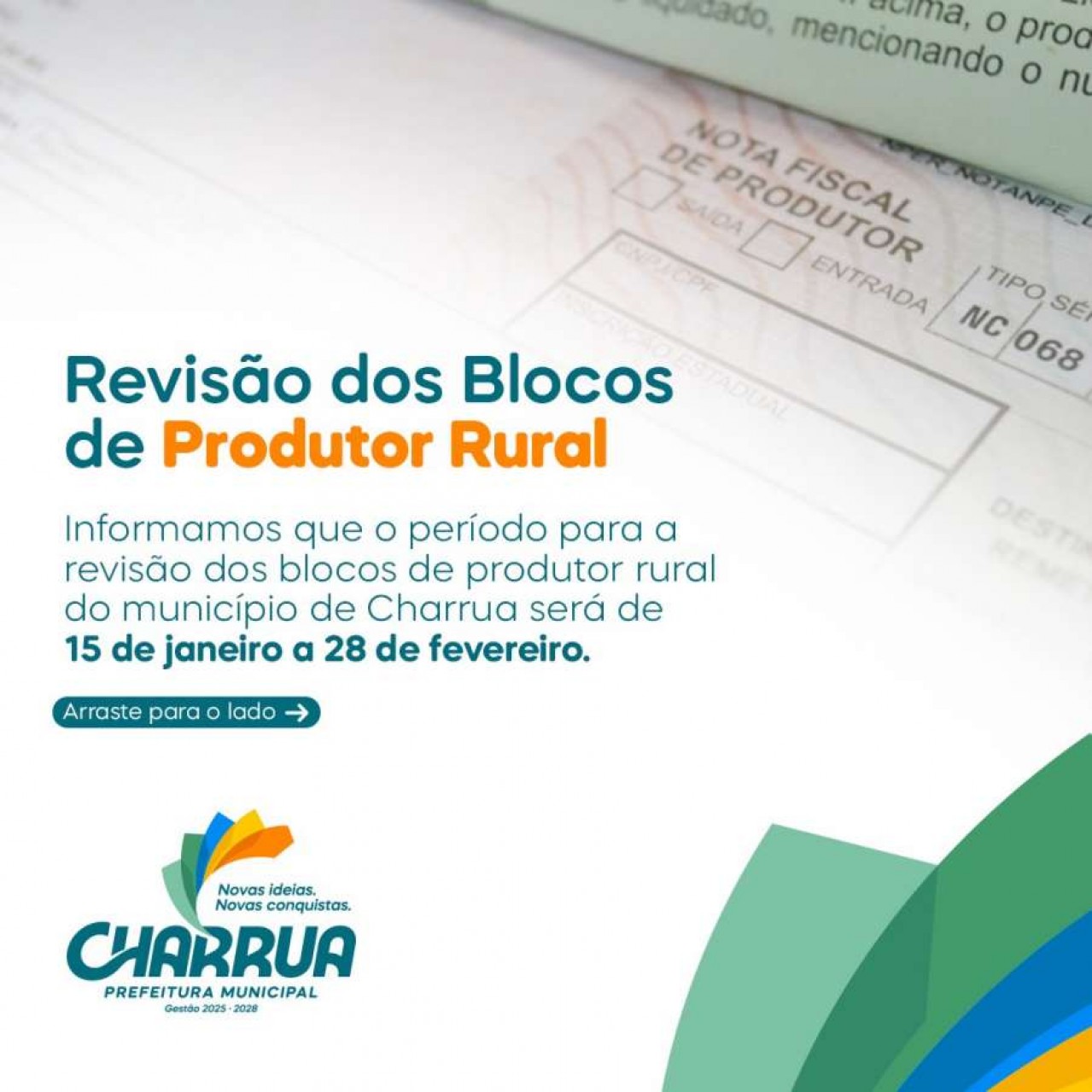 Charrua anuncia período de revisão dos blocos de produtor rural