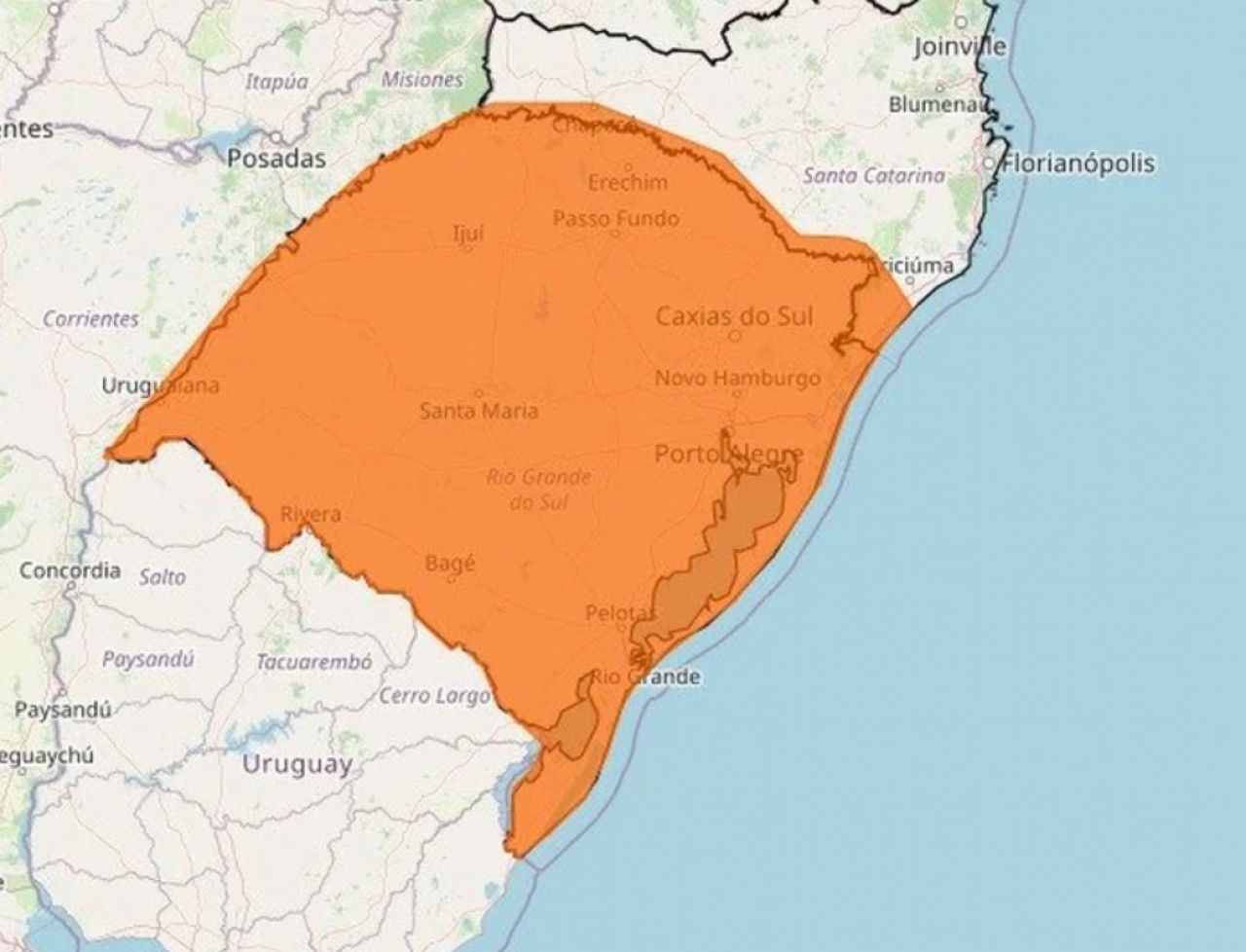 RS tem alerta laranja na sexta-feira (16); Veja a previsão para Tapejara