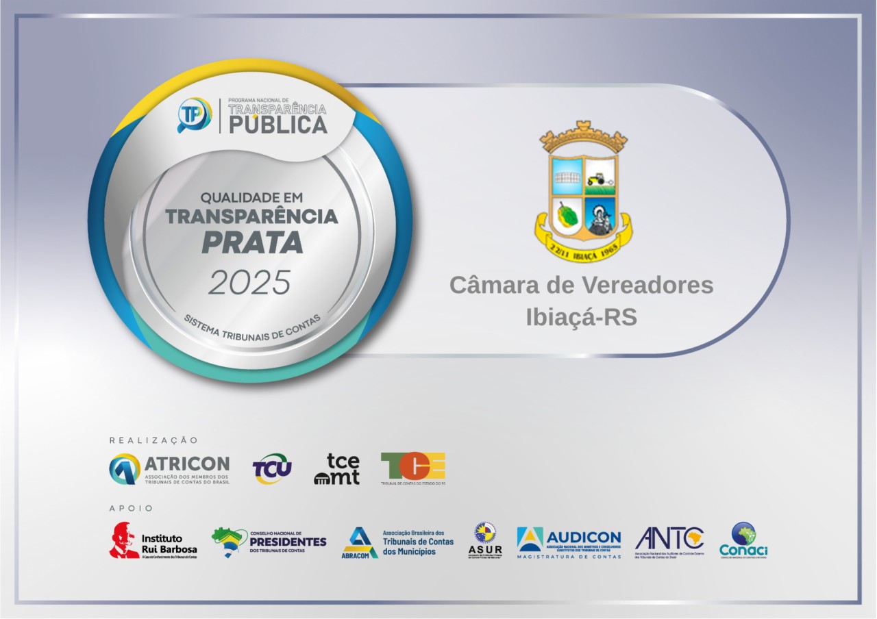 Câmara de Ibiaçá recebe certificado Prata em transparência pública