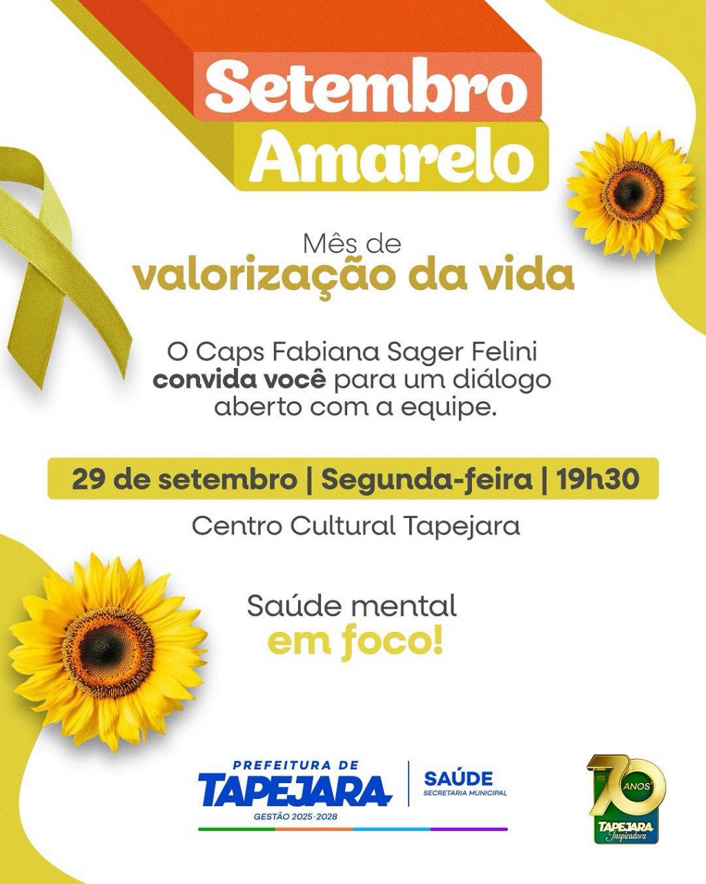Tapejara promove diálogo sobre saúde mental no dia 29 de setembro