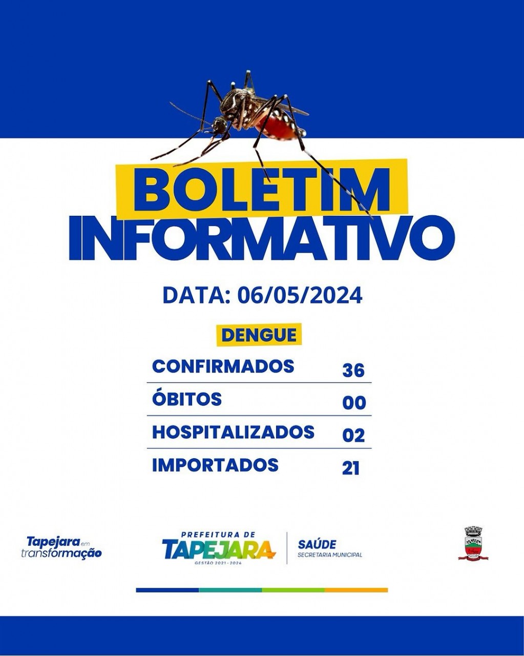 Prefeitura de Tapejara atualiza boletim de casos da dengue no município