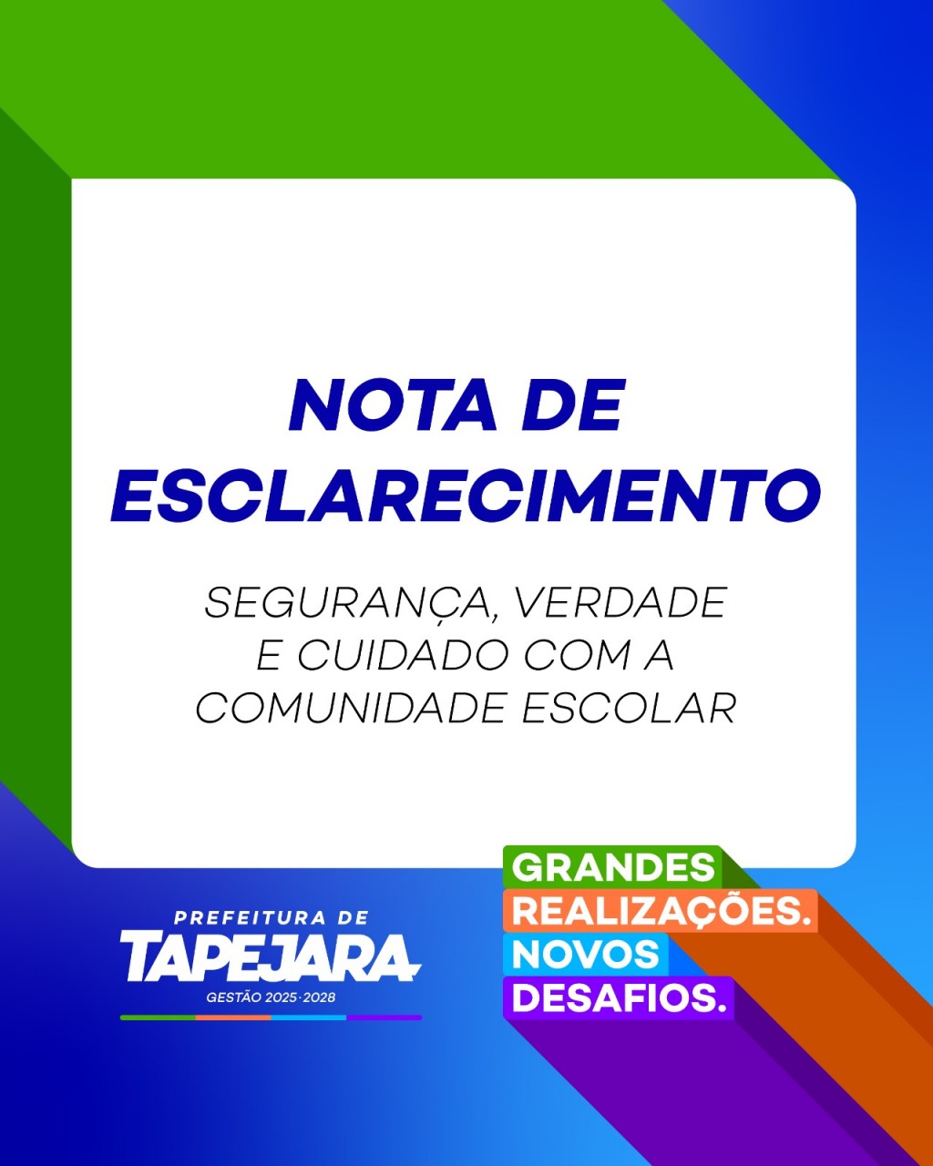 Prefeitura de Tapejara esclarece boatos sobre ameaças em escolas