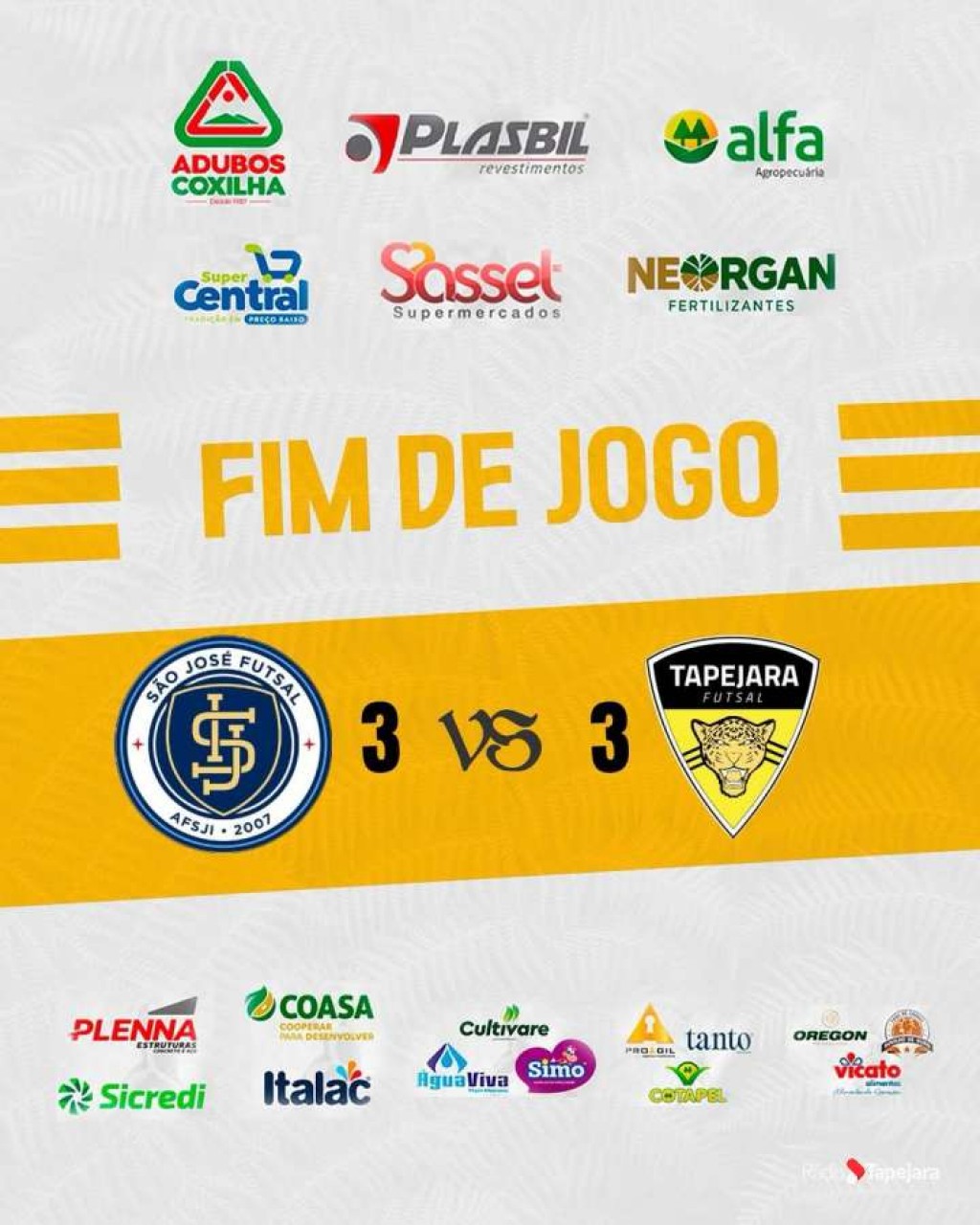 Tapejara Futsal empata fora de casa e fica na terceira posição