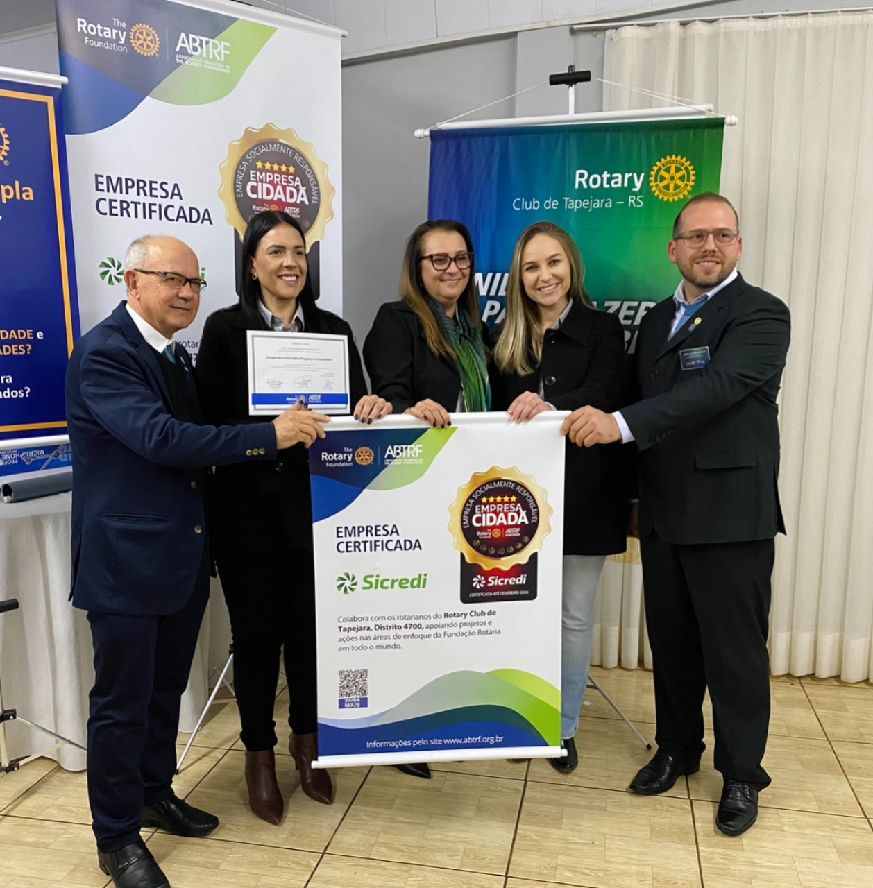 Sicredi é reconhecida como Empresa Cidadã Rotary em Tapejara