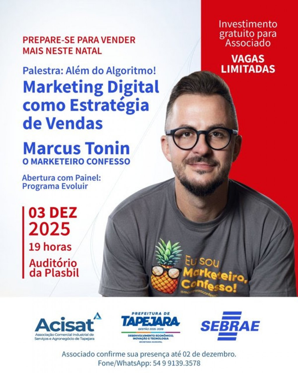 Acisat promove palestra sobre marketing digital em Tapejara