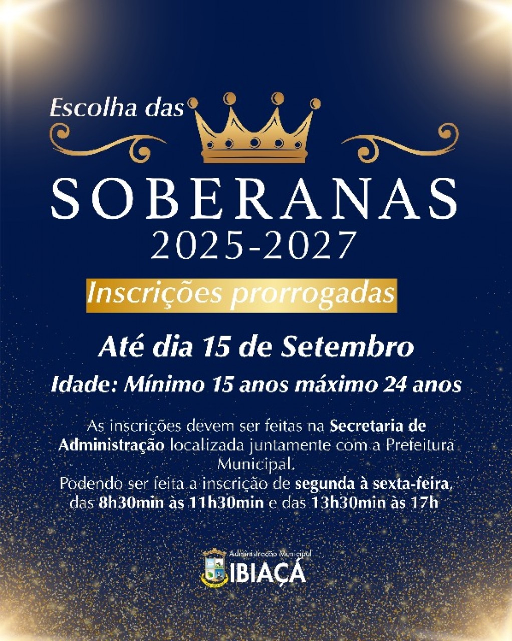 Inscrições para escolha das novas Soberanas de Ibiaçá são prorrogadas