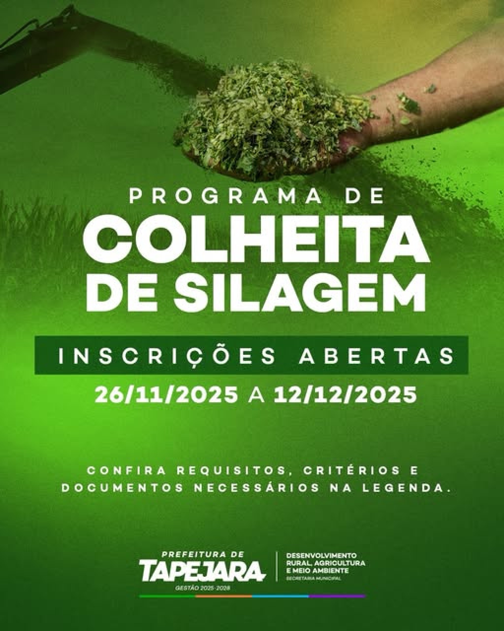 Abertas inscrições para Programa de Colheita de Silagem em Tapejara