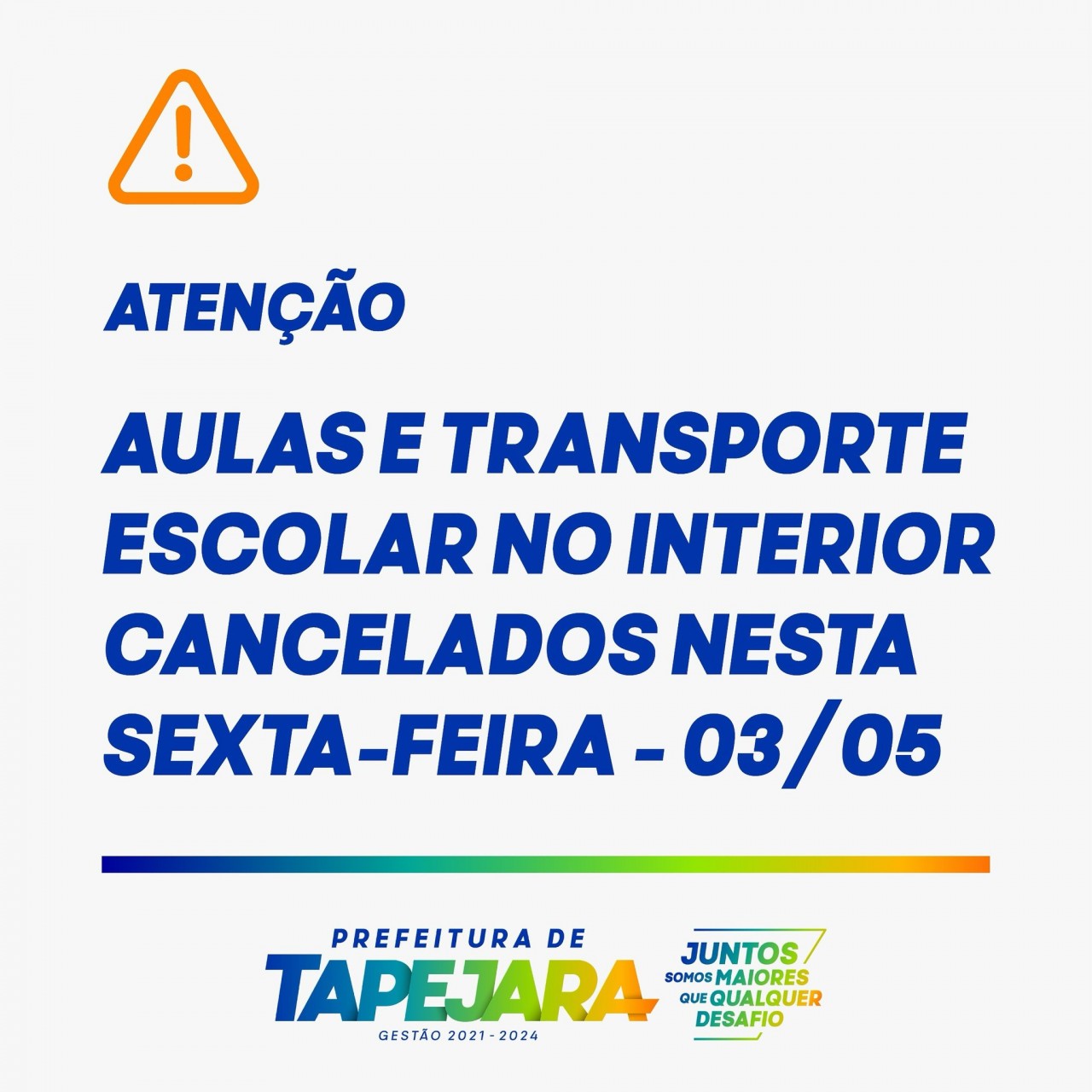 Aulas e transporte seguirão suspensos na sexta-feira nas escolas do interior de Tapejara