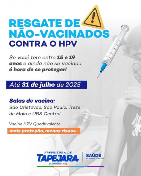 Prefeitura de Tapejara intensifica vacinação contra o HPV para jovens de 15 a 19 anos